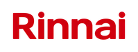 Rinnai logo in bold red letters, symbolizing energy-efficient heating solutions.