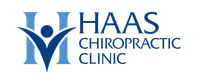 Blue Haas Chiropractic Clinic logo with a stylized human figure and bold typography