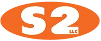 S2 LLC logo with bold white lettering on an orange oval background.