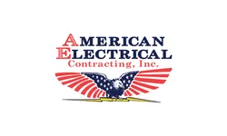 American Electrical Contracting Inc logo with an eagle spreading red and blue wings over a lightning bolt.