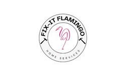 Fix-It Flamingo logo with a pink flamingo and tools representing home repair services.