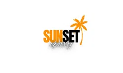 Logo of Sunset Epoxy with orange and black text and an orange palm tree on a white background