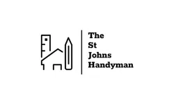 Logo for The St Johns Handyman featuring a ruler, house outline, and pencil icons