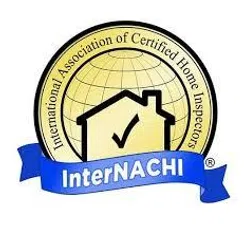 InterNACHI logo featuring a house with a checkmark and a globe, symbolizing certified home inspections.