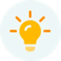 Bright yellow light bulb icon with rays on a white circular background symbolizing ideas and creativity