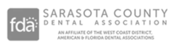 Logo of Sarasota County Dental Association with acronym SCDA and tagline for dental professionals.