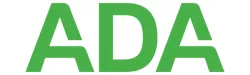 Green capital letters ADA on a white background symbolizing ADA compliance or organization