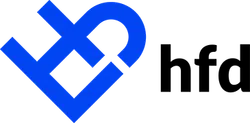 Blue abstract logo combining the letters E and P in a modern geometric design.