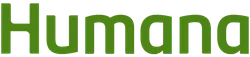 Humana logo with green text on a transparent background representing the health insurance company.