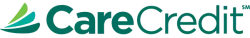 CareCredit logo with teal and green triangular shapes beside the company name in teal text