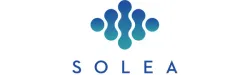 Blue abstract logo with symmetrical rounded shapes above the word SOLEA in capital letters.