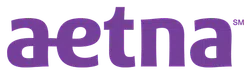 Purple Aetna logo with stylized lowercase letters on a transparent background.
