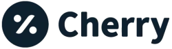 Cherry logo with a percentage symbol inside a circle in dark blue next to the word Cherry