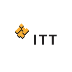 ITT logo with orange geometric symbol and black letters on a white background