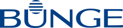 Bunge company logo featuring blue text with a striped circle above the letter U