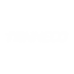 White bold text spelling TENNECO on a black background