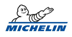Michelin logo featuring the iconic Bibendum character with an extended arm above the brand name in blue.