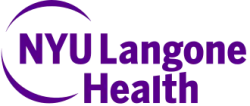 NYU Langone Health logo with purple text and circular design element.