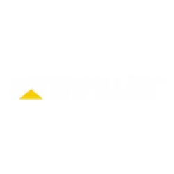 Caterpillar logo with white text and a yellow triangle under the letter A on a black background