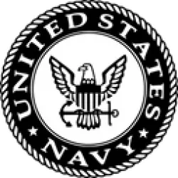 Seal of the United States Navy featuring an eagle with anchor and sword surrounded by rope and text.