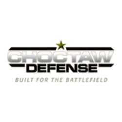 Choctaw Defense logo with a gold star above metallic silver and black text reading built for the battlefield.