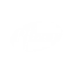 Pfizer company logo with distinctive italicized font inside an oval shape on a black background