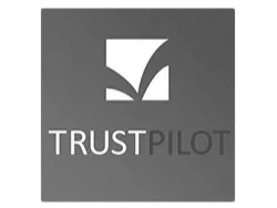 a logo with a white circle and a black background