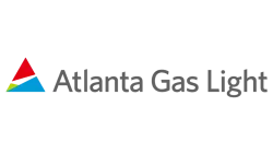 Atlanta Gas Light logo with colored triangle and gray text on white background