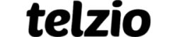 telzio company logo in bold black typography on a transparent background