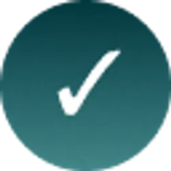 White checkmark symbol inside a teal circular button representing confirmation or success.