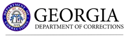 Seal of Georgia Department of Corrections with state emblem and text logo on black background