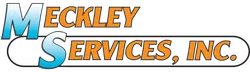 Logo of Meckley Services, Inc. with blue and orange gradient letters against a transparent background.