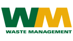 Waste Management logo with green W and yellow M on a transparent background