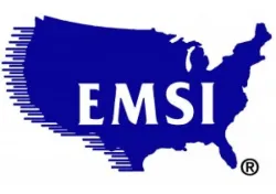 a blue logo with white text
