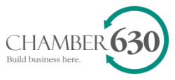 Chamber 630 logo with tagline Build business here and circular arrow symbol around number 630