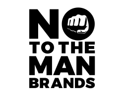White stylized clenched fist punching forward on a black background symbolizing strength and power.