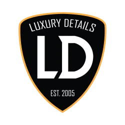 Luxury Details logo shield with LD initials and orange border, established in 2005