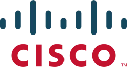 Cisco logo featuring red lowercase text with blue vertical bars above symbolizing a bridge.