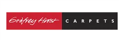Godfrey Hirst Carpets logo with red and black backgrounds and white text
