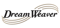 Dream Weaver logo with stylized flowing lines above and below the text on a transparent background