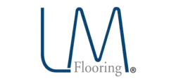 LM Flooring logo with stylized blue letters LM and word Flooring in gray.