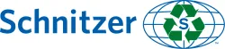 Schnitzer logo featuring blue text and a green recycling symbol with a globe outline.