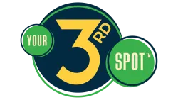 Logo featuring the phrase Your 3rd Spot with green and yellow circular design elements
