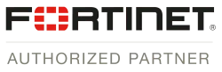 Fortinet logo with text 'Authorized Partner' below, featuring a red emblem incorporated into the brand name.