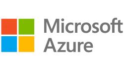 Microsoft Azure logo with four colored squares and gray text on white background