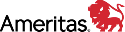 Red stylized lion logo with a curled tail on a transparent background.
