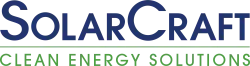 SolarCraft logo with blue text and green tagline Clean Energy Solutions underlined in green.