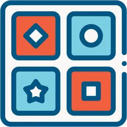 a blue square with a white symbol