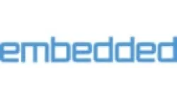 Blue lowercase text spelling 'embedded' on a white background in a modern font.