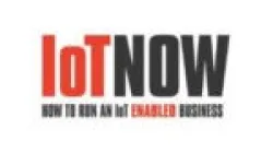 IoTNOW logo with tagline about running enabled IoT businesses in red and black text on white background